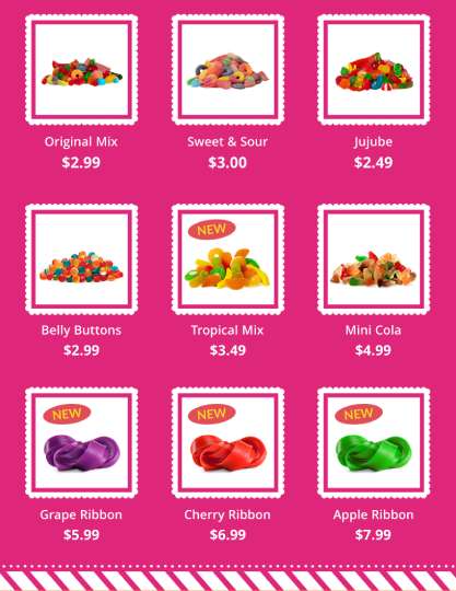 pinkish candy menu design template