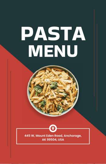 red & green pasta menu design template