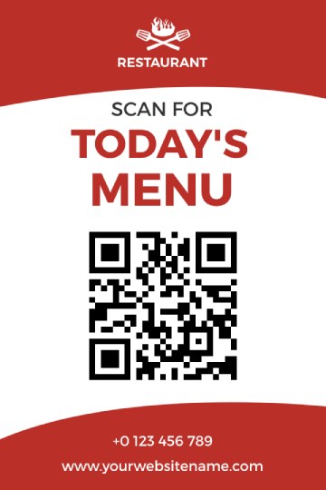 red & white restaurant's table tent menu design template