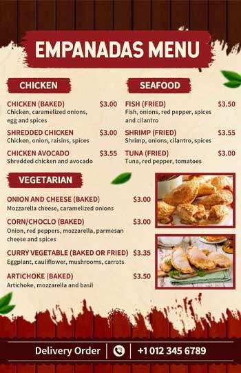 Red Wood Empanadas Menu Template 