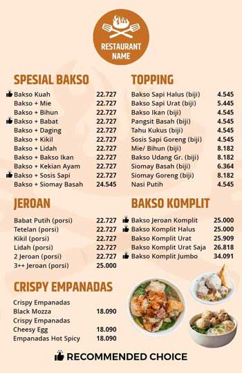 Simple Crispy Empanadas Menu Template 