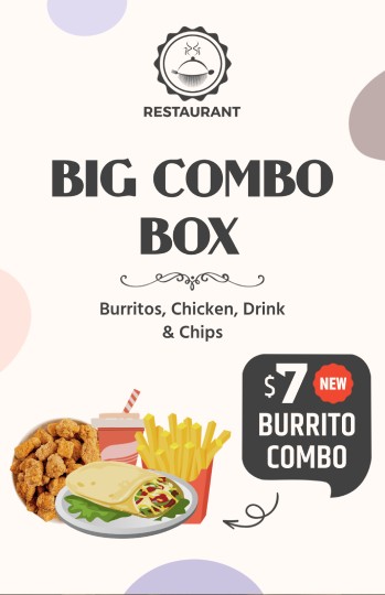 white minimal box of combo menu design template