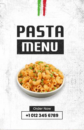white pasta menu design template
