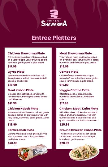 white & pink shawarma menu design template