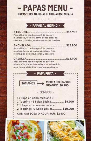 Wooden Creative Papas Menu Template 