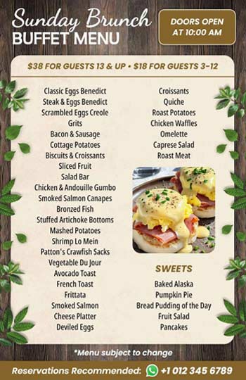 Wooden Sunday Brunch Buffet Menu Template