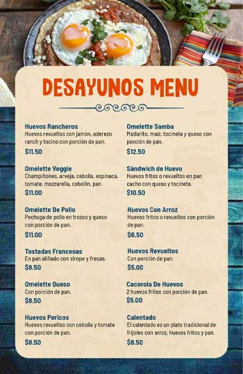 Blue Woody Desayunos Menu Template 