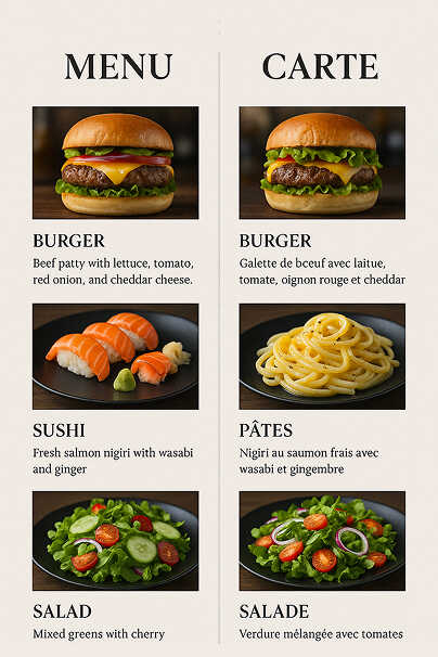Bilingual Column Layout Menu