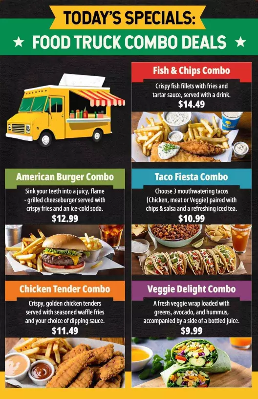 Food truck special combo menu template
