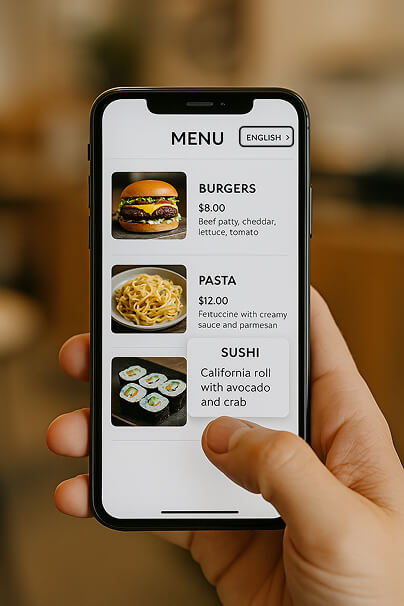 Scrollable Menu with Language Toggle