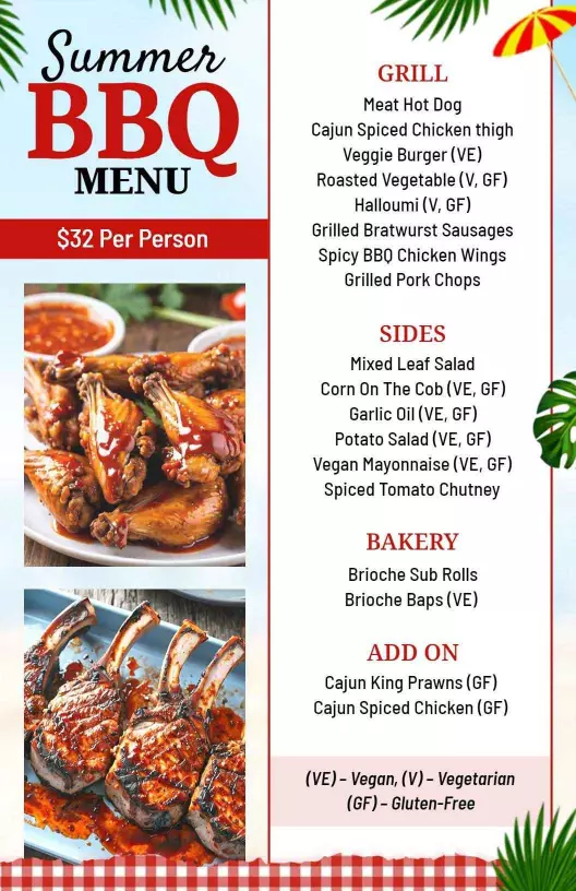 Summer BBQ menu template