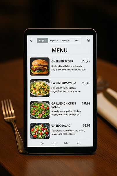 Tabbed Multilingual Digital Menu