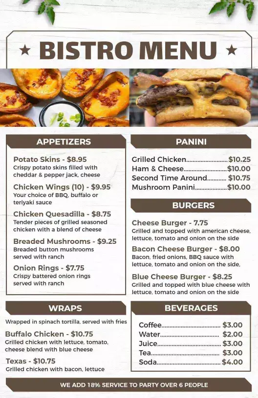 American Bistro Menu