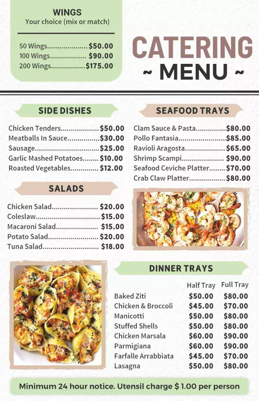 Catering menu template