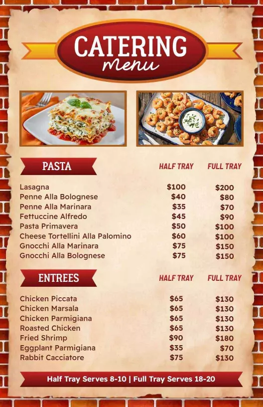 authentic italian cuisine catering menu template