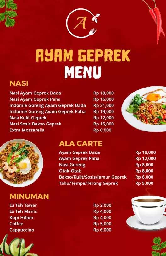ayam geprek menu template