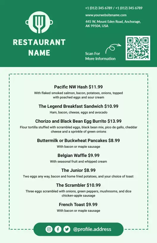 Simple Restaurant Menu