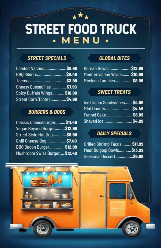 street food truck menu template