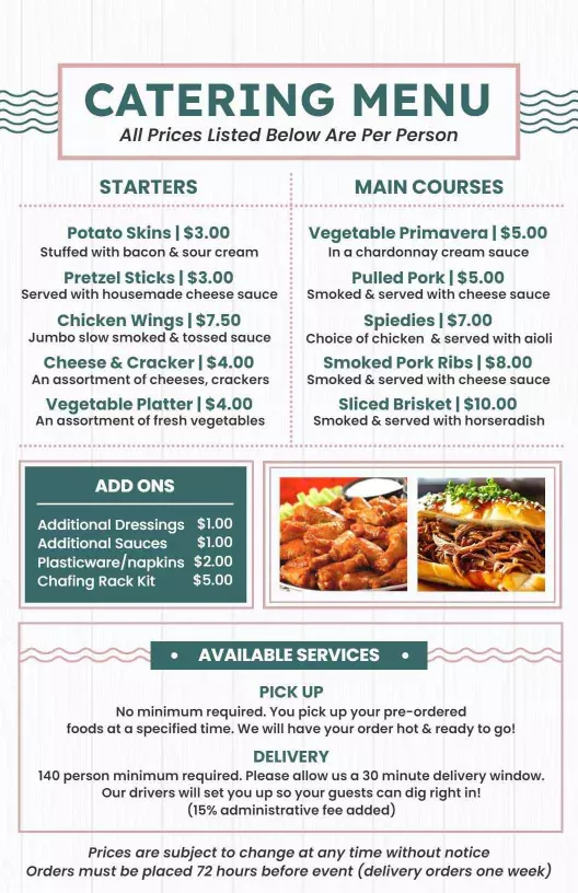 wooden catering menu template