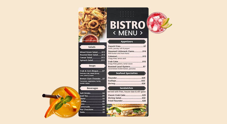 Contemporary Bistro Menu