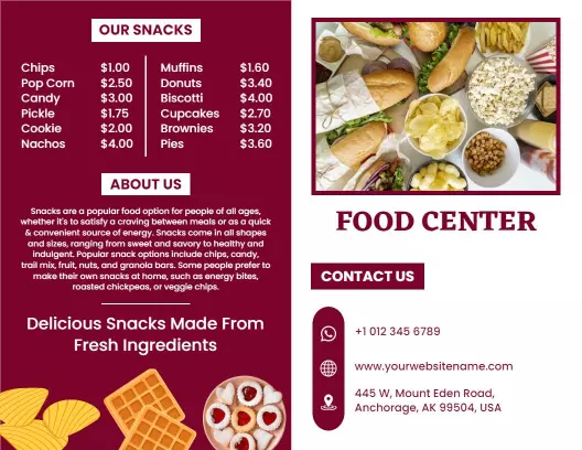 Folded Menu or Bifold Menu Layout