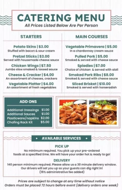 Restaurant Catering Menu